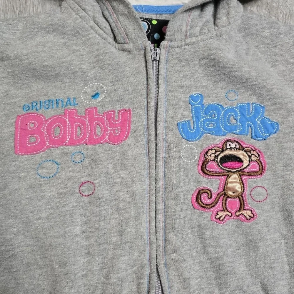 Vintage Y2K Bobby Jack Grey Embroidered Full Zip Hoodie Special Edition Youth? - Picture 7 of 8